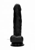 Vibrating Realistic Cock - 8" - With Scrotum - Black