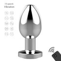 Metalowy korek analny sterowany pilotem.Rechargeable Butt Plug Vibrator USB 10 Functions - Silver