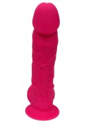 REAL LOVE DILDO WITH BALLS 7INCH FUCHSIA