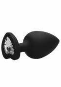 Diamond Heart Butt Plug - Extra Large - Black