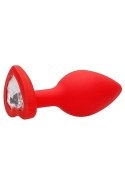 Diamond Heart Butt Plug - Regular - Red