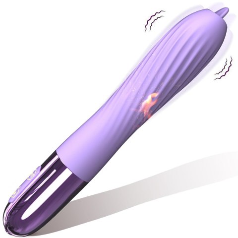 Podgrzewany wibrator z Języczkiem do stymulacji łechtaczki lub punktu G. 10 funkcji wibracji.Długość: 18 cm. Podgrzewany wibrator z Języczkiem do stymulacji łechtaczki lub punktu G. 10 funkcji wibracji.Długość: 18 cm.