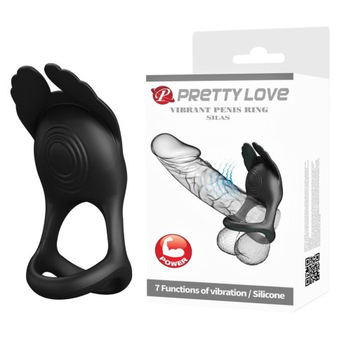 PRETTY LOVE - VIBRANT PENIS RING SILAS Black, 7 vibration functions