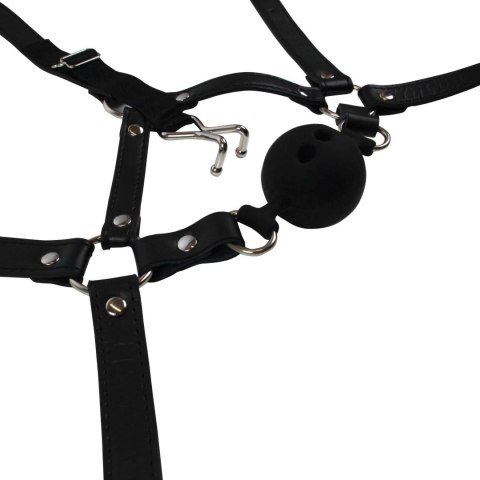 Head Harness with Breathable Ball Gag and Nose Hooks - Black Head Harness with Breathable Ball Gag and Nose Hooks - Black