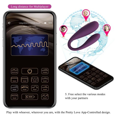 PRETTY LOVE - August, Mobile APP Long-distance Control 12 vibration functions, ABS Silicone, USB rechargeable PRETTY LOVE - August, Mobile APP Long-distance Control 12 vibration functions, ABS Silicone, USB rechargeable