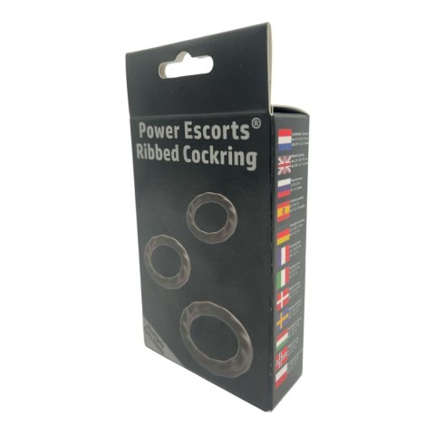 Power Escorts - BR186 - Ribbed Cockring - 3 Pack Cockring Set Power Escorts - BR186 - Ribbed Cockring - 3 Pack Cockring Set