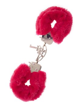 Kajdanki-METAL HANDCUFF WITH PLUSH RED