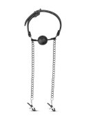 Knebel-Open Ball Gag With Nipple Clamps