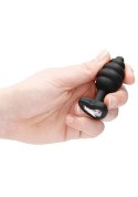 Regular Ribbed Diamond Heart Plug - Black