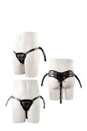 Proteza-STRAPON BLACK PU HARNESS WITH TWO RINGS