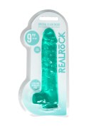 9"" / 25 cm Realistic Dildo With Balls - Turquoise